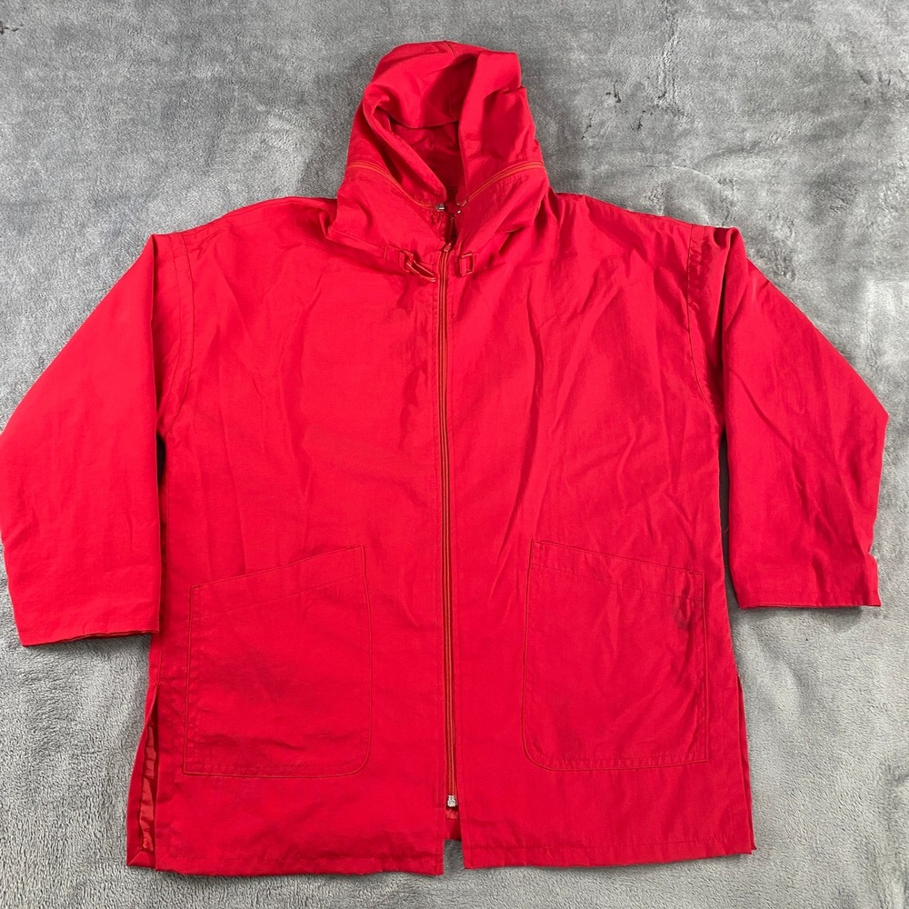 Vintage Oxford Street Paris Jacket Womens 1 Red Hooded Zip Up Oversized France